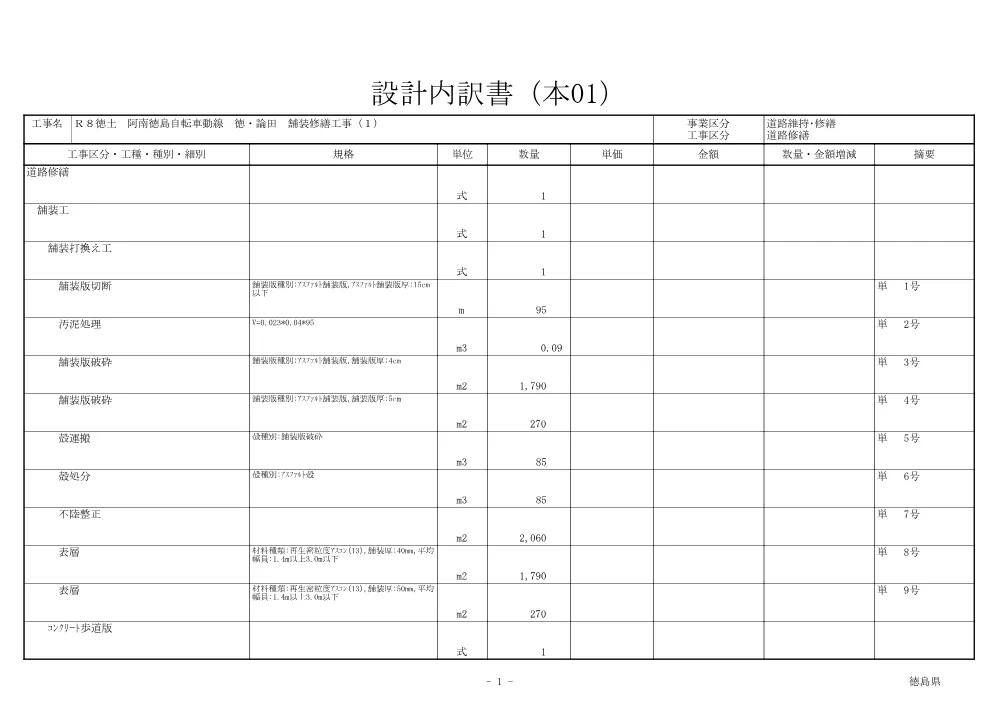 Ｒ８徳土 阿南徳島自転車道線 徳・論田 舗装修繕工事（１）（見積参考資料）.pdf 2ページ目のプレビュー