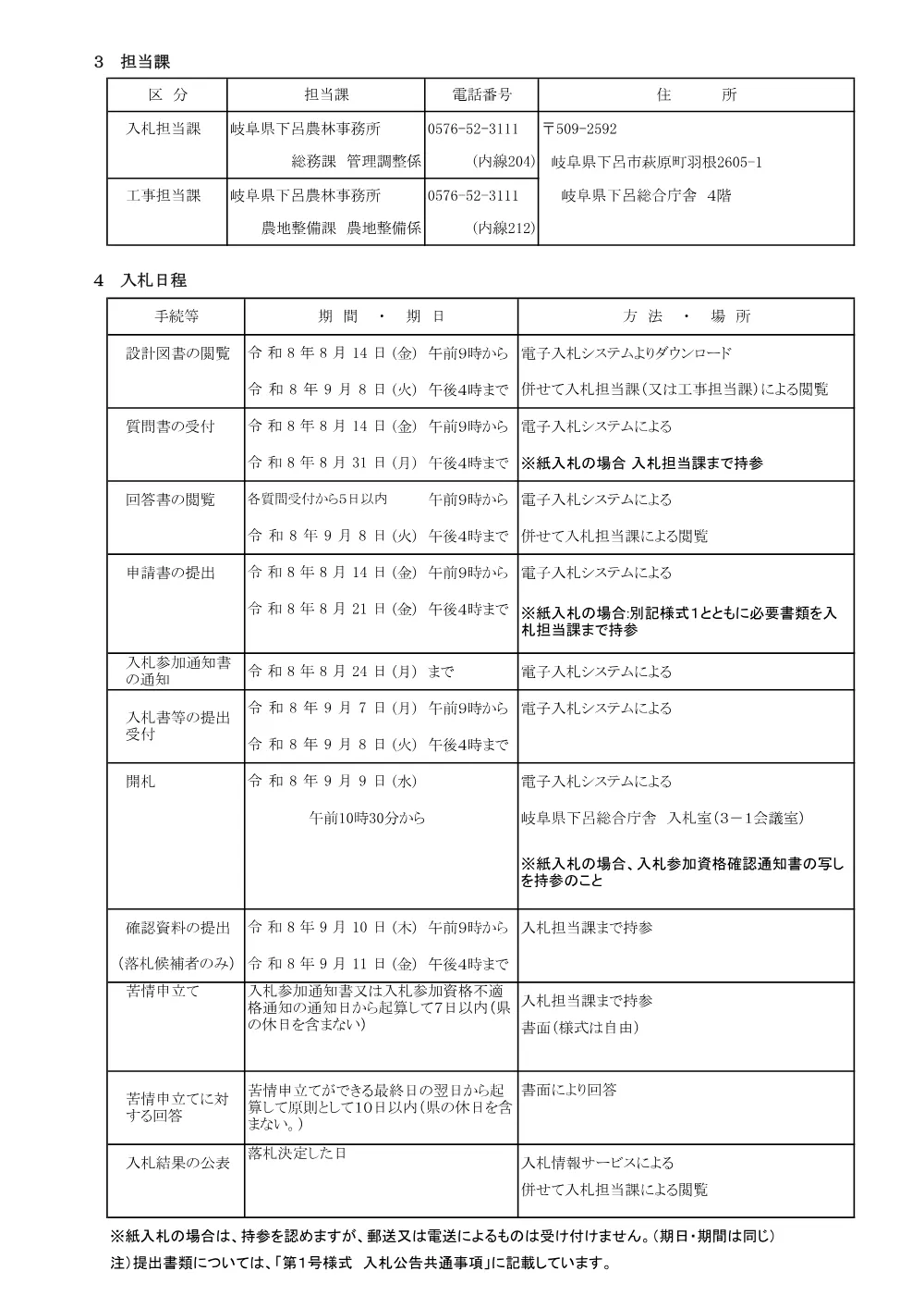 【下基第0803号】県営基幹農道整備事業 下呂中央3期地区 第23号道路工事に関する一般競争入札公告.pdf 3ページ目のプレビュー