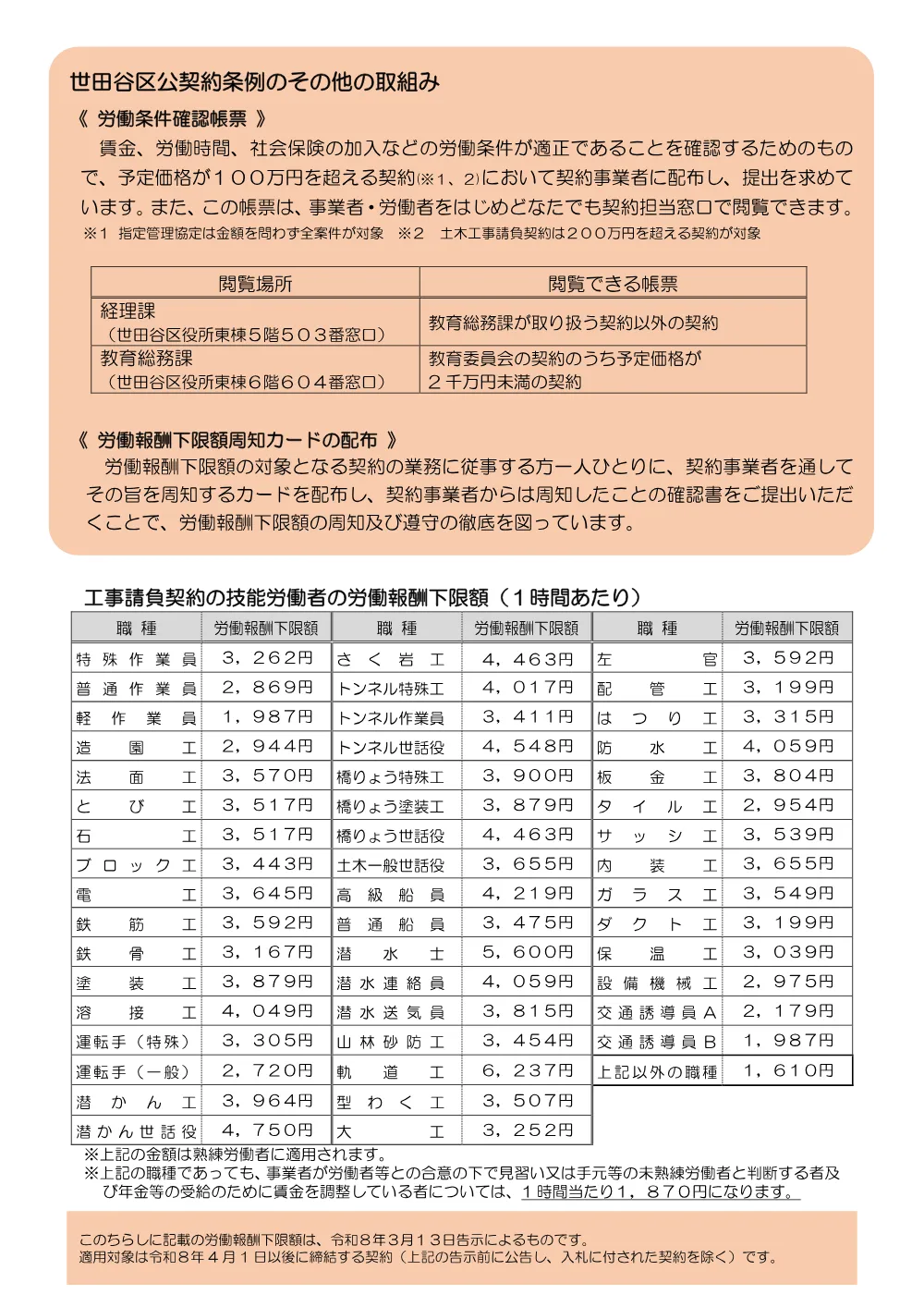 ③③労働報酬下限額案内【最新_令和8年3月13日告示版】++R8用公契約条例チラシ.pdf 2ページ目のプレビュー