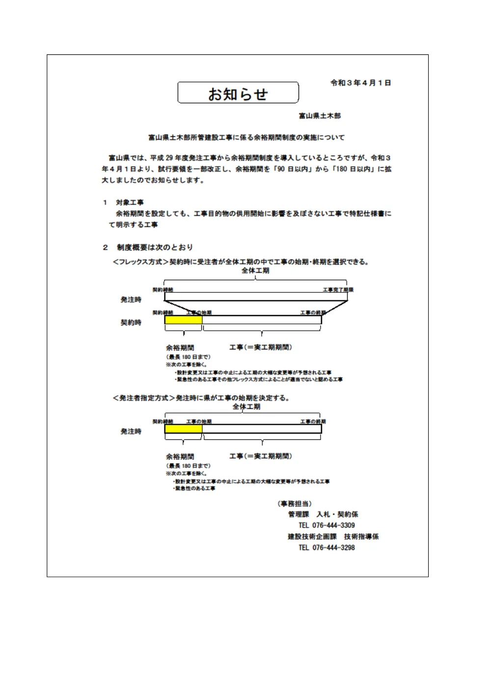 余裕期間制度（フレックス方式）試行対象工事について.pdf 2ページ目のプレビュー