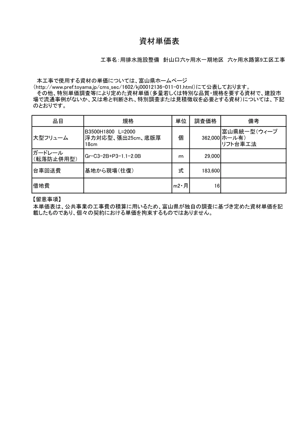 4946498_03資材単価表.pdf 1ページ目のプレビュー