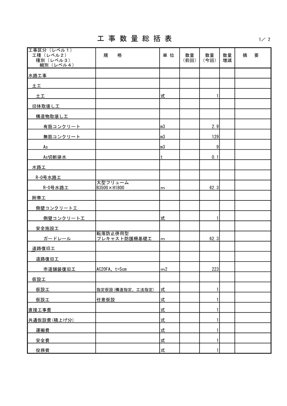 4946498_04工事数量総括表.pdf 1ページ目のプレビュー