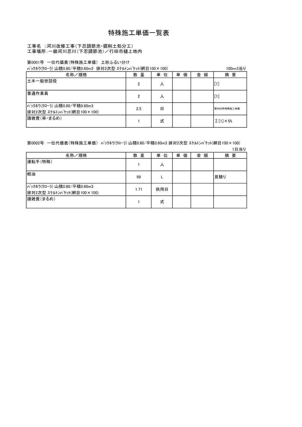 06積算参考資料（下忍調節池・掘削土処分工）.pdf 2ページ目のプレビュー