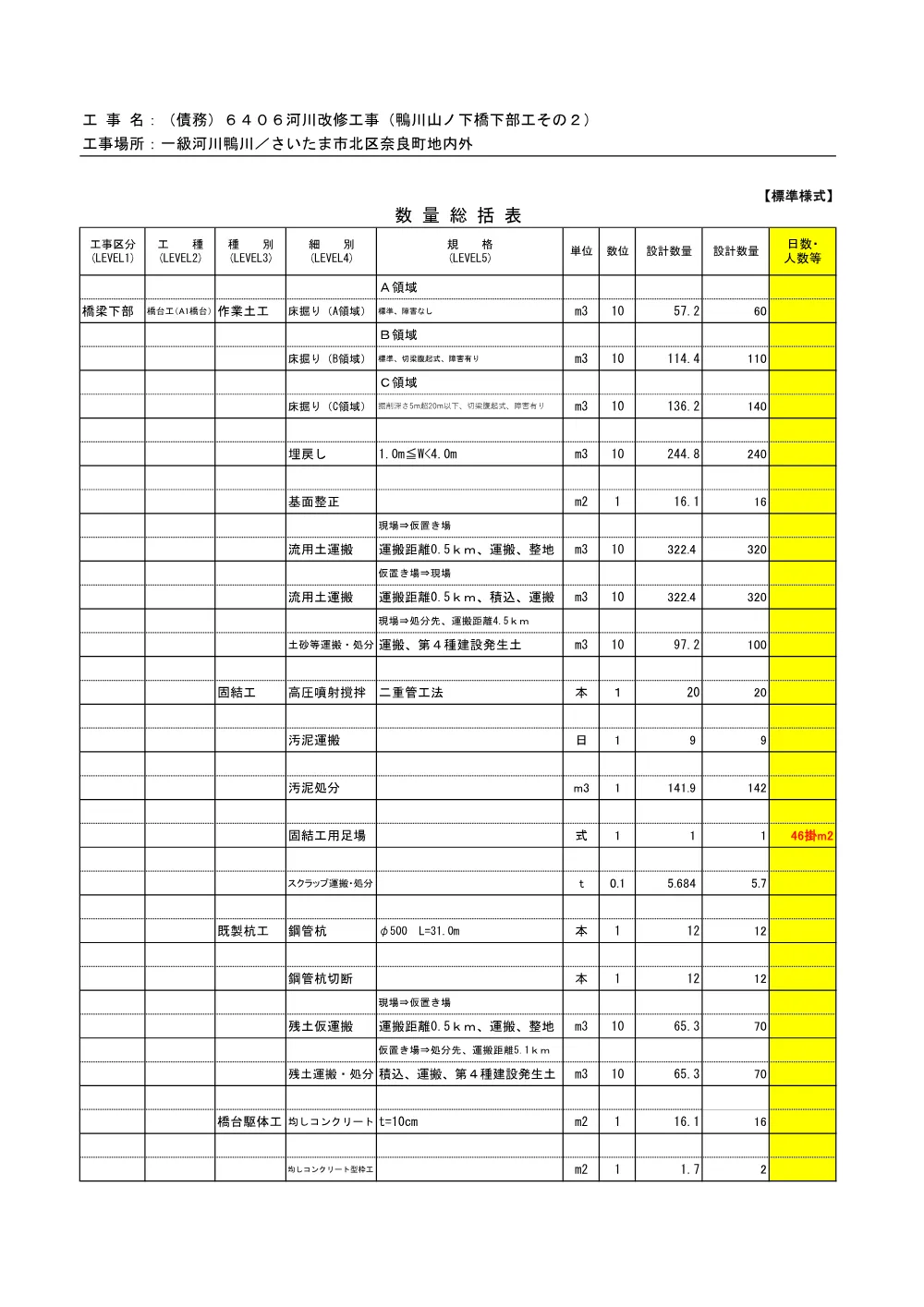 05_積算参考資料（鴨川山ノ下橋下部工その２）.pdf 2ページ目のプレビュー