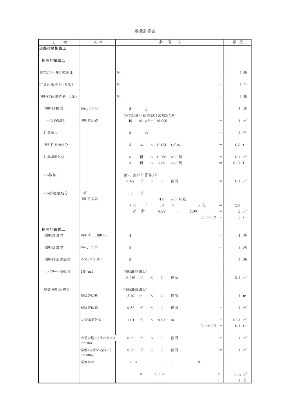 03.６０４５数量計算書.pdf 2ページ目のプレビュー