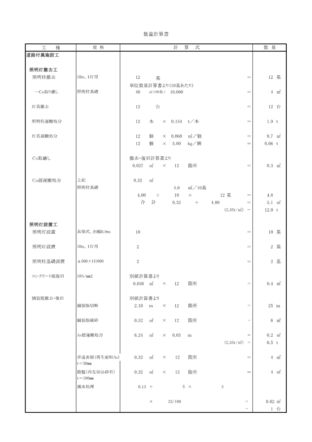 03.６０４４数量計算書.pdf 2ページ目のプレビュー