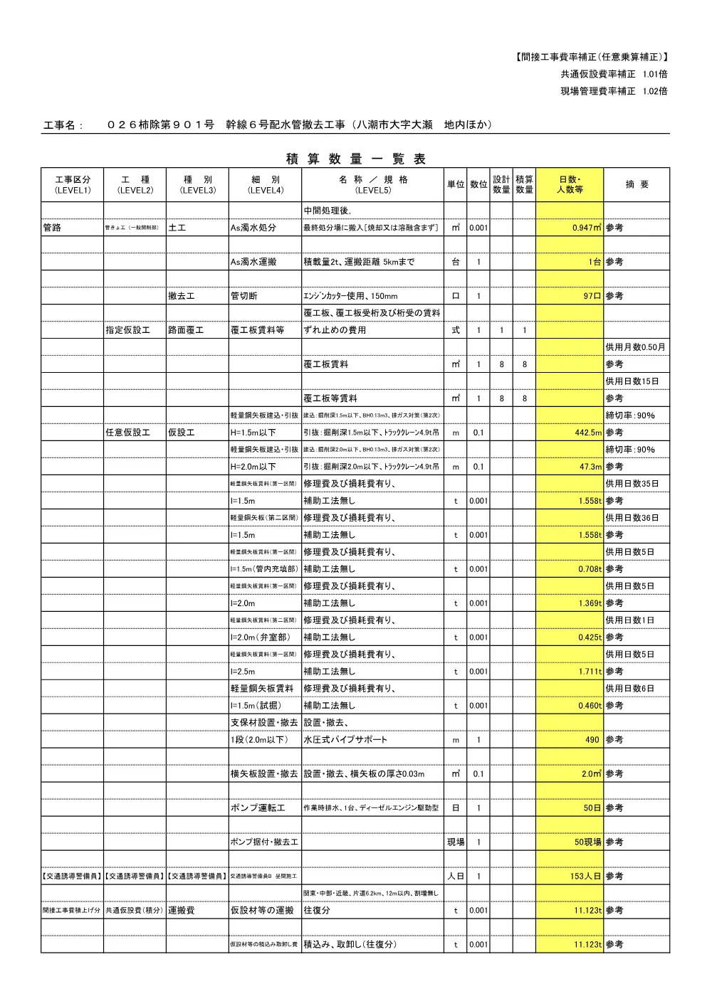 05積算参考資料（026柿除第901号）.pdf 2ページ目のプレビュー