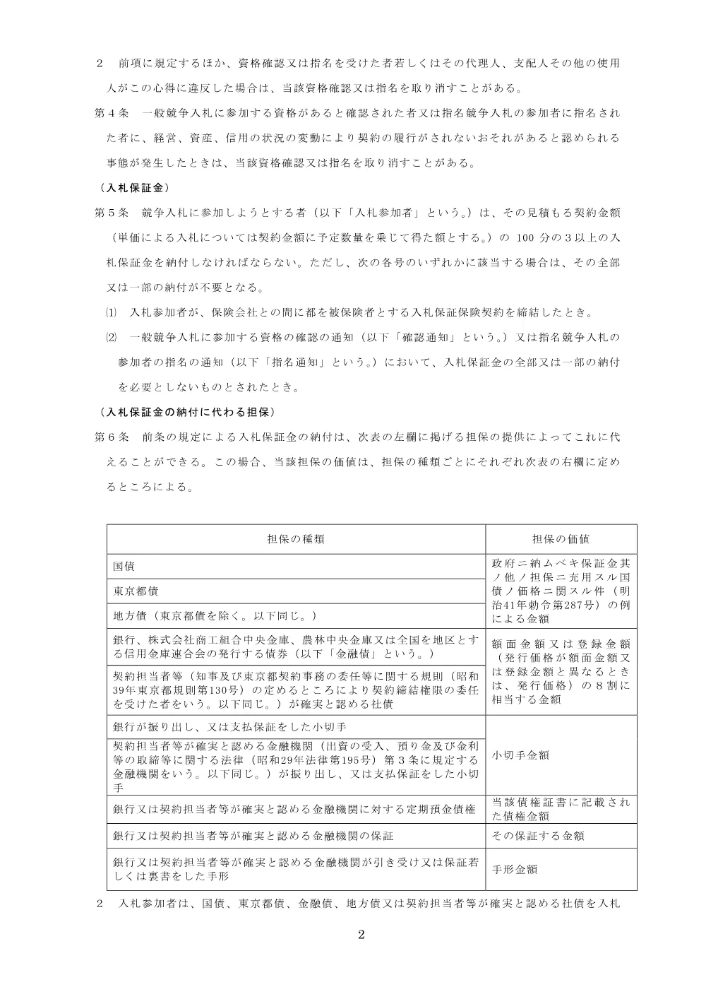 印刷請負契約における最低制限価格等設定案件競争入札参加者心得.pdf 2ページ目のプレビュー