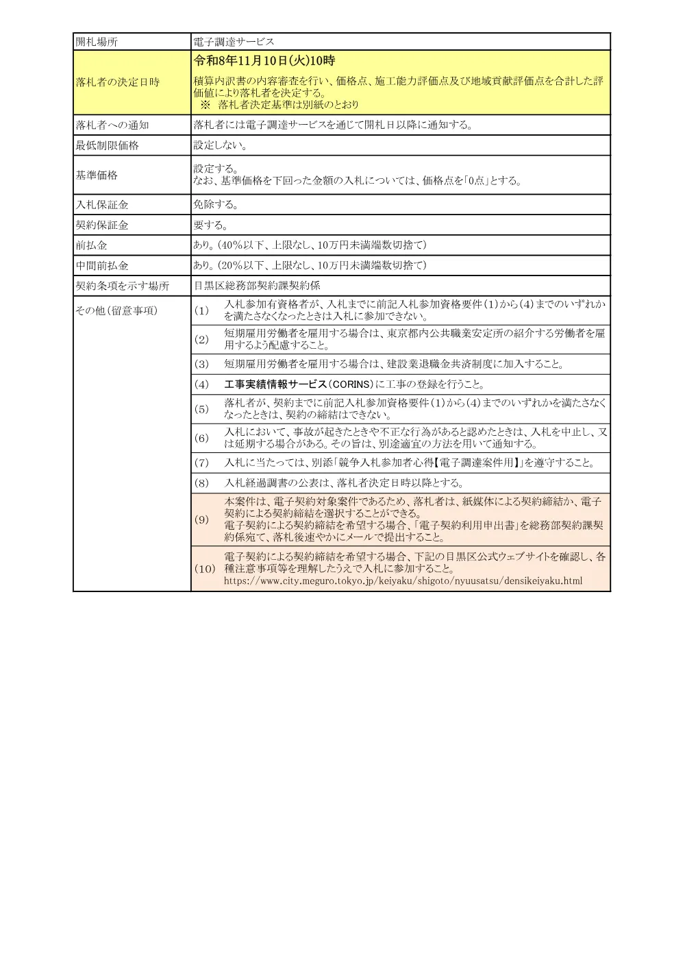 告示文：目黒区民センター屋内プール改修工事.pdf 3ページ目のプレビュー