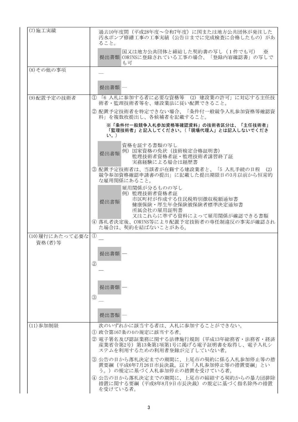 公告：平塚№2マンホールポンプ場汚水ポンプ２号機修繕工事.pdf 3ページ目のプレビュー