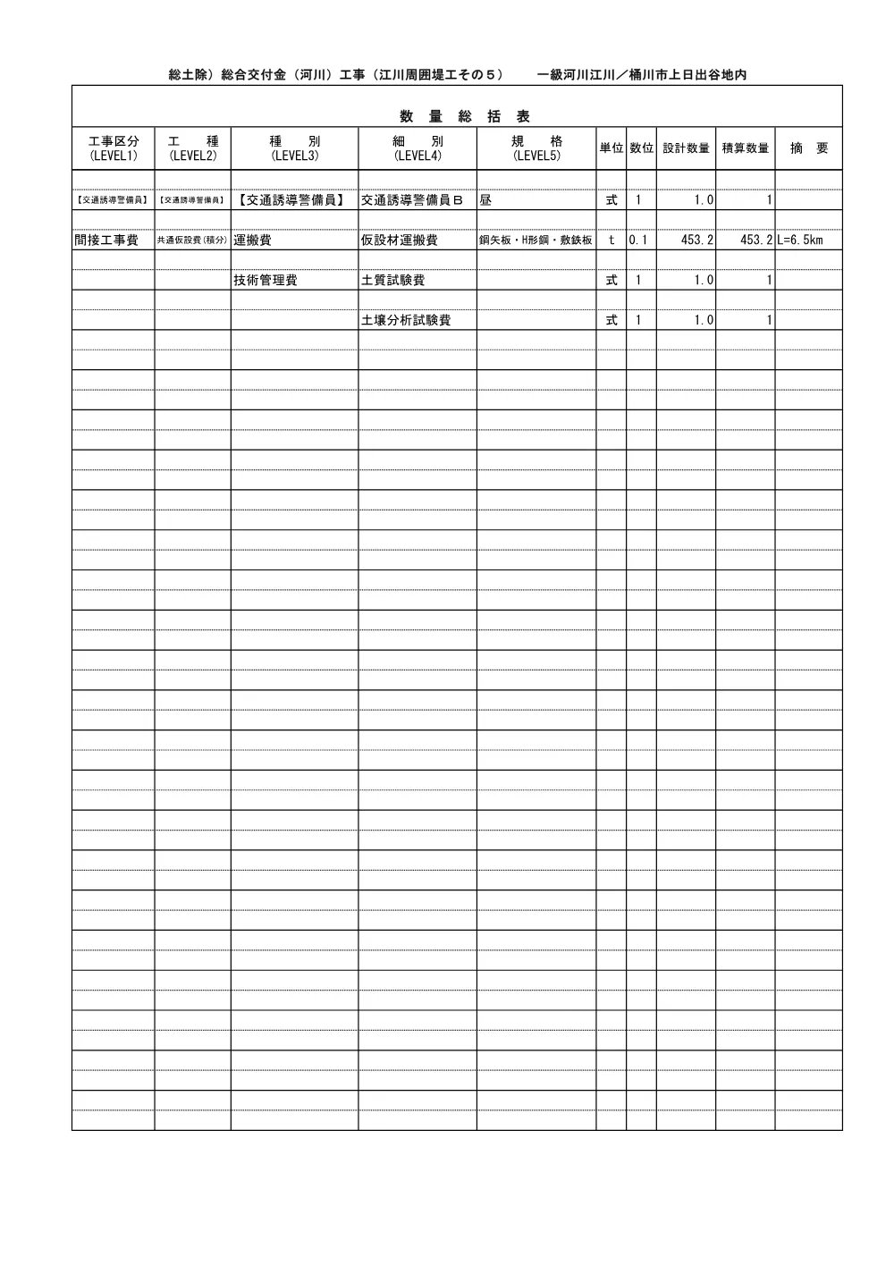 ③－３ 数量総括表（江川周囲堤工その５）.pdf 3ページ目のプレビュー