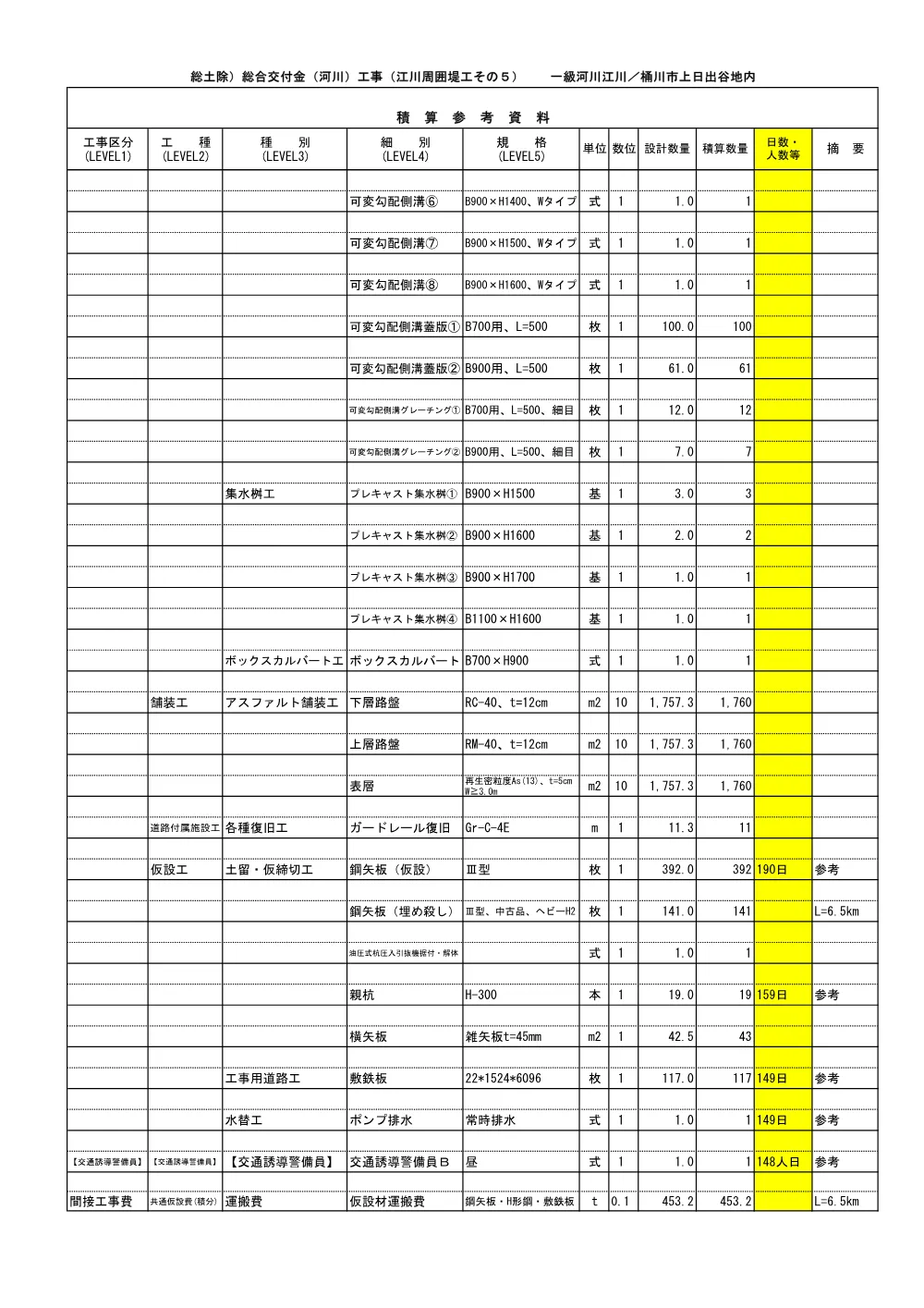 ④ 積算参考資料（江川周囲堤工その５）.pdf 3ページ目のプレビュー