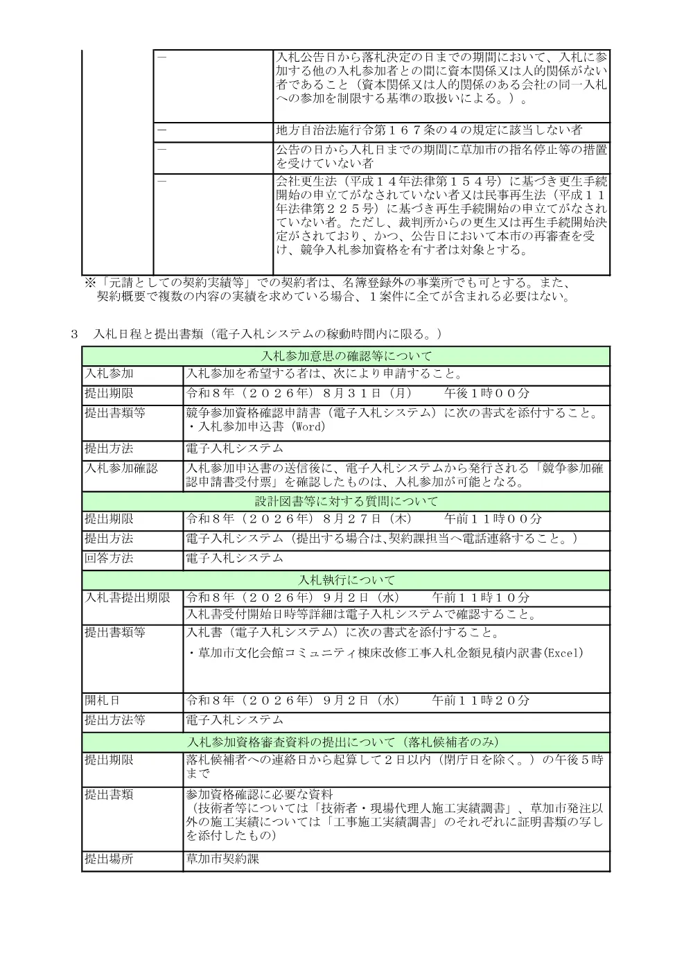 01 草加市文化会館コミュニティ棟床改修工事　公告.pdf 2ページ目のプレビュー