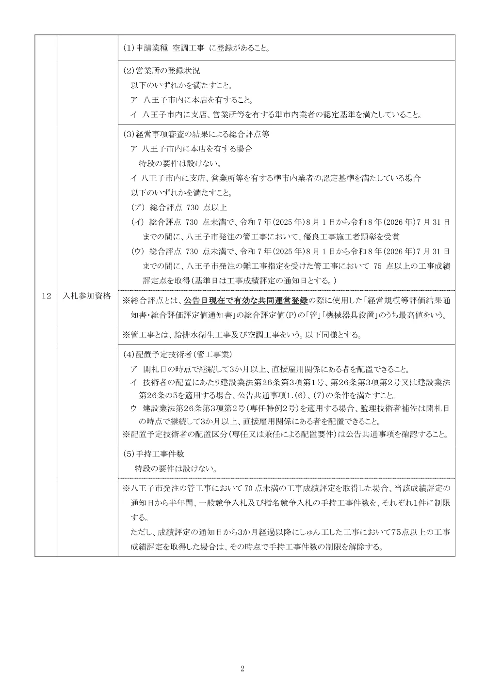 01公告（2026003540八王子市立ひよどり山中学校特別教室空調機設置工事）.pdf 2ページ目のプレビュー