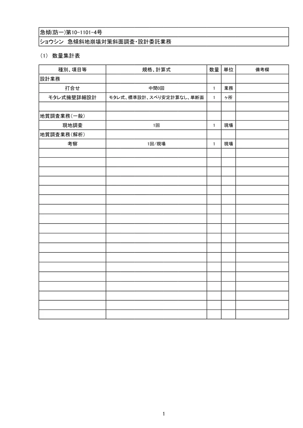 R08急傾（防一）10-1101-4(数量総括表)実施.pdf 1ページ目のプレビュー