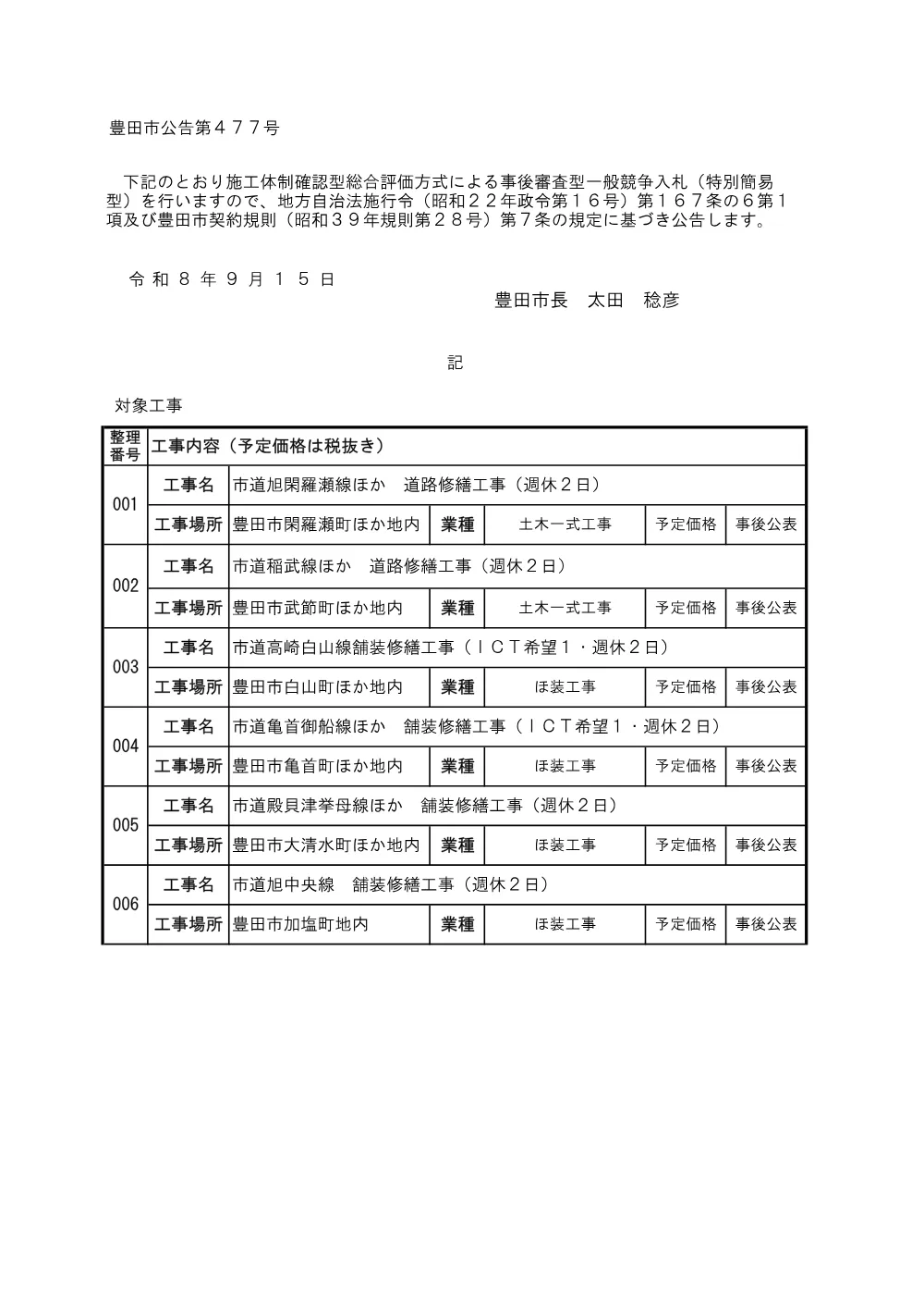 080915公告（特別簡易6件）.pdf 1ページ目のプレビュー