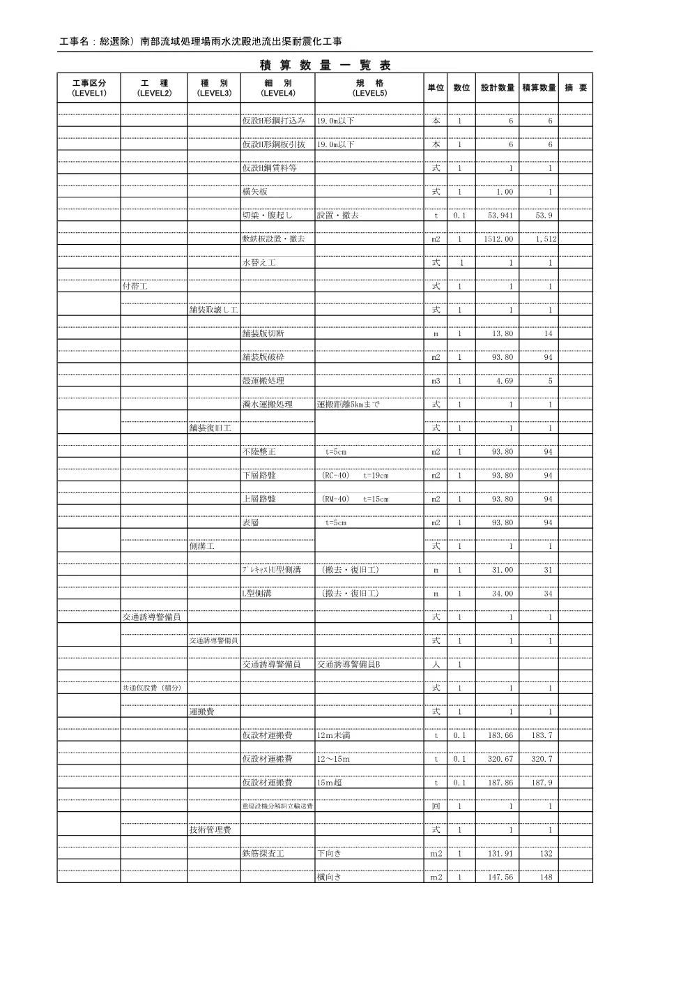 03_数量計算書_総選除）南部流域処理場雨水沈殿池流出渠耐震化工事.pdf 3ページ目のプレビュー
