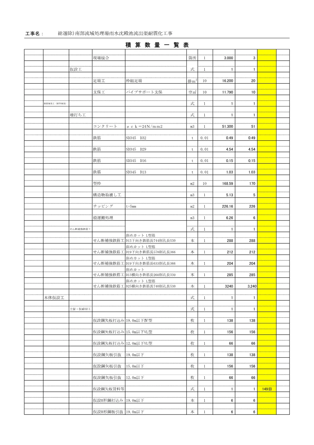 06_積算参考資料_総選除）南部流域処理場雨水沈殿池流出渠耐震化工事.pdf 3ページ目のプレビュー