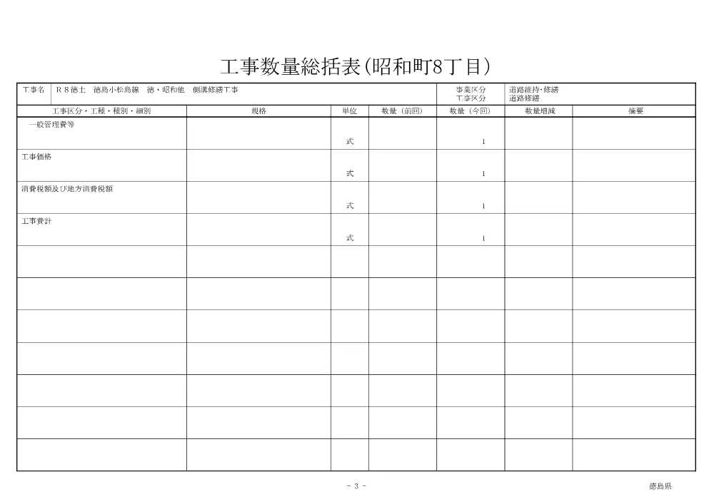 Ｒ８徳土 徳島小松島線 徳・昭和他 側溝修繕工事（工事数量総括表）.pdf 3ページ目のプレビュー