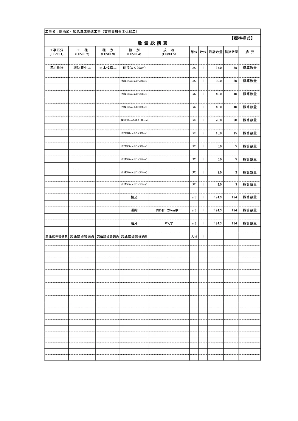 03数量計算書（古隅田川樹木伐採工）.pdf 1ページ目のプレビュー