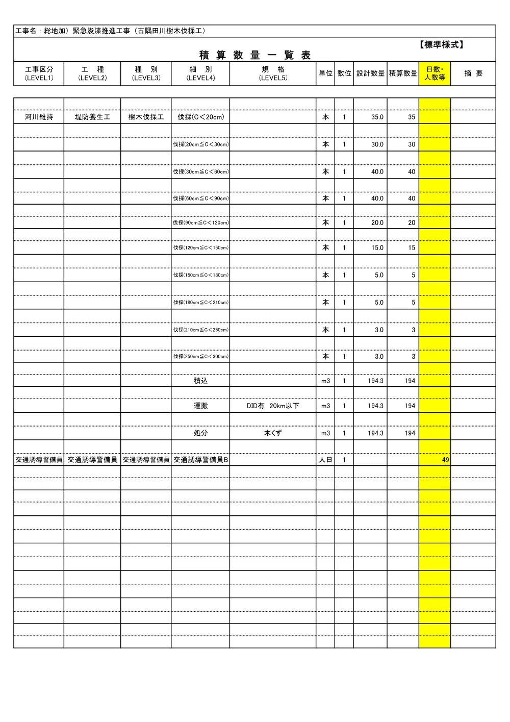 06積算参考資料（古隅田川樹木伐採工）.pdf 2ページ目のプレビュー