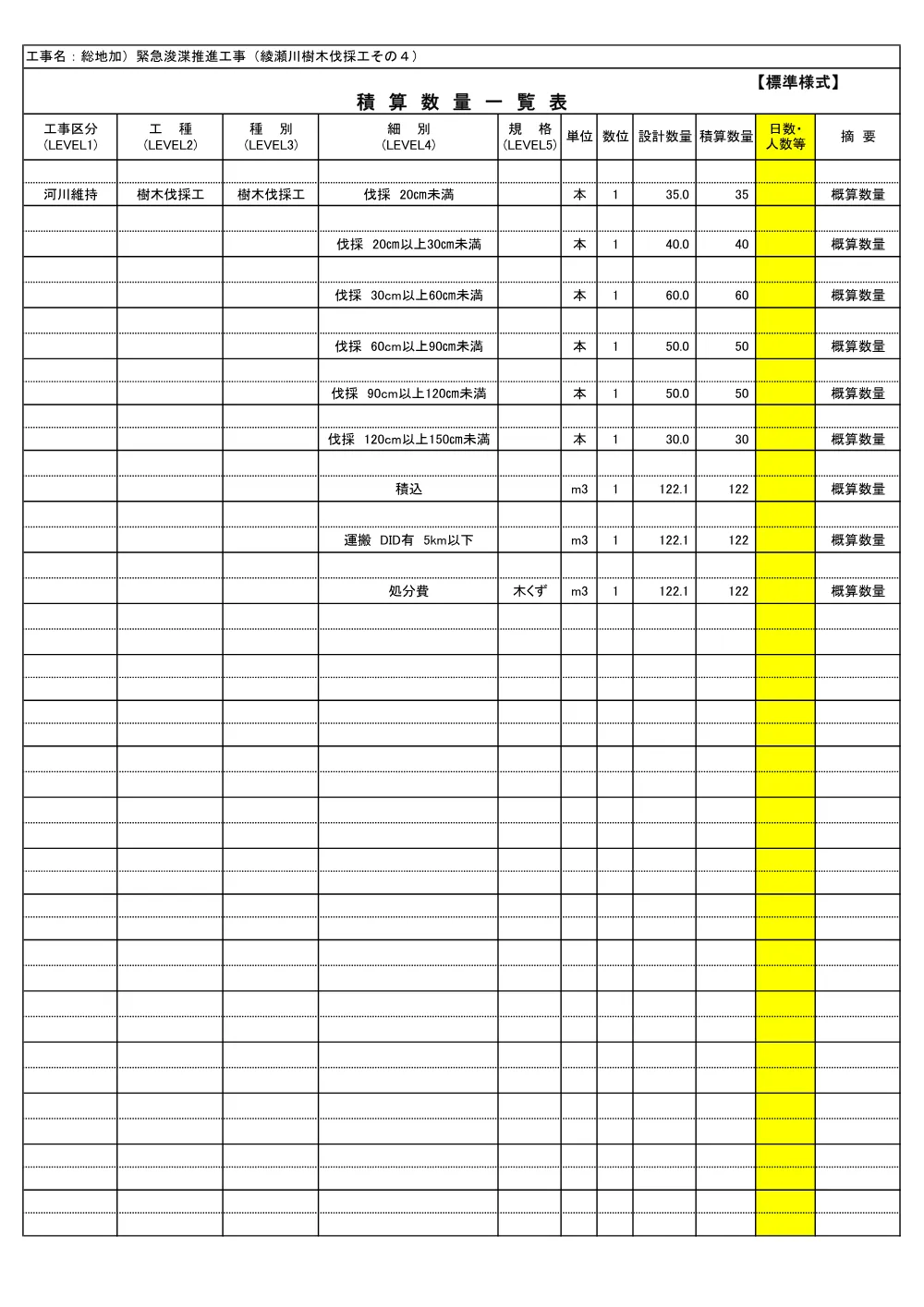06 積算参考資料（綾瀬川樹木伐採工その４）.pdf 2ページ目のプレビュー