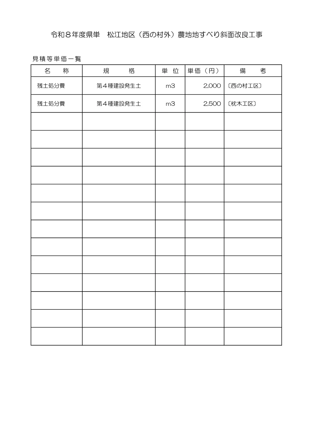 05 見積参考資料-1（西の村外 農地地すべり斜面改良工事）.pdf 3ページ目のプレビュー
