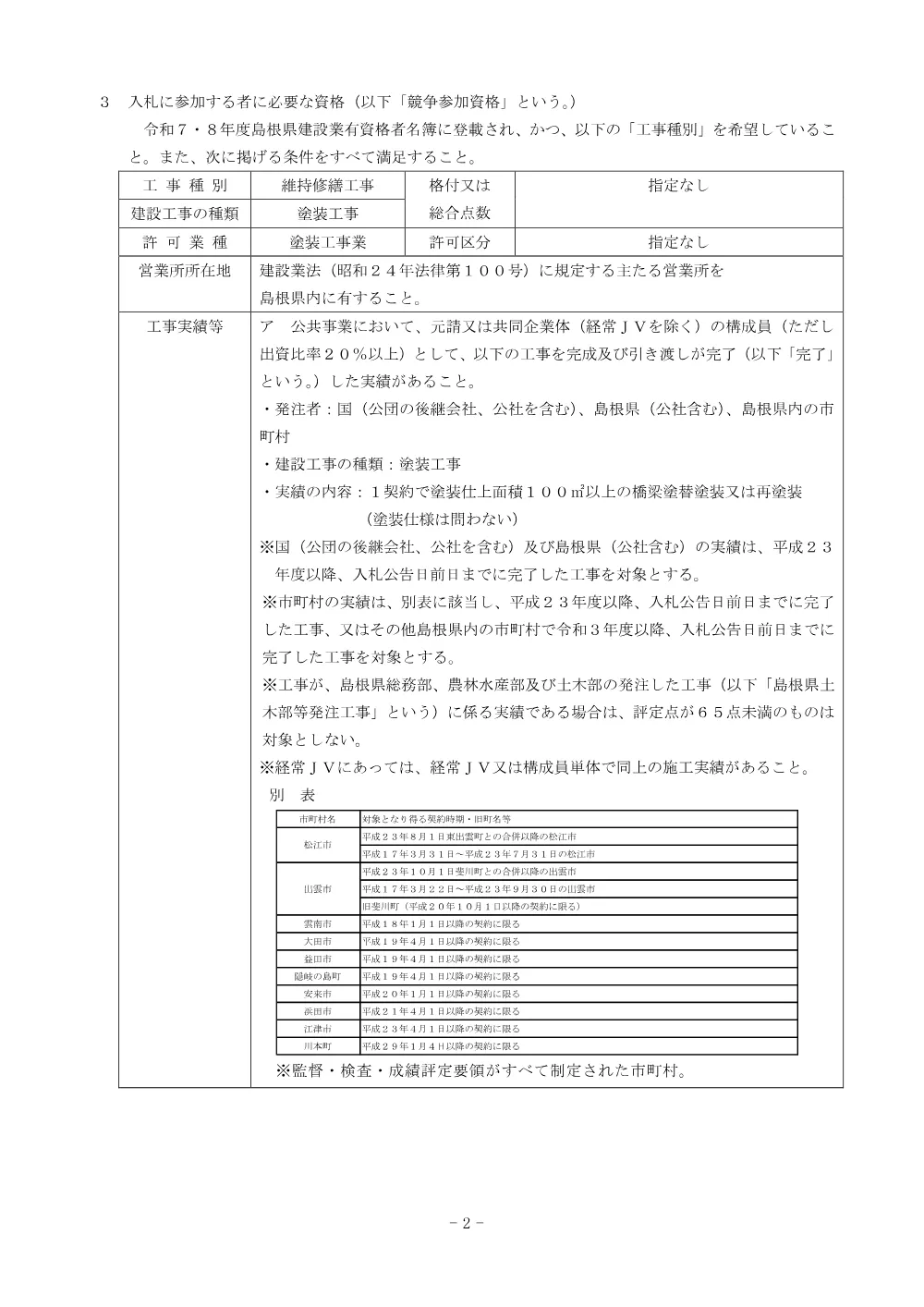 01入札公告（大橋橋梁修繕工事その３）.pdf 2ページ目のプレビュー