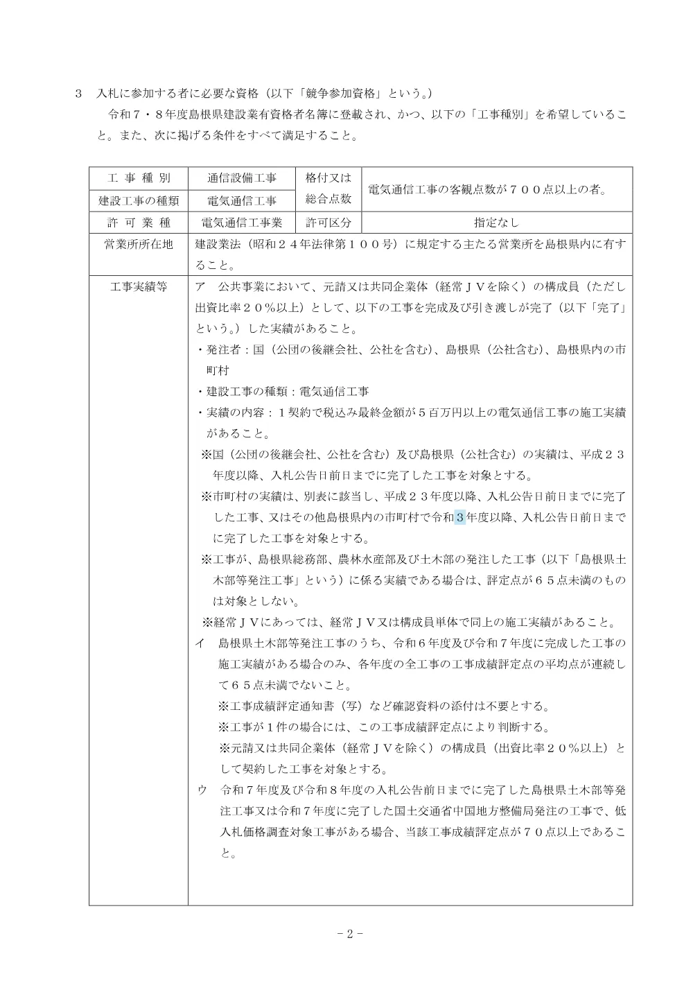 01 入札公告（山佐ダム 逆振りたわみ計更新工事）.pdf 2ページ目のプレビュー