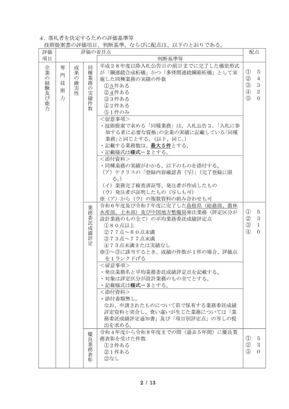 02 入札説明書（(都)松江熊野線（新大橋工区）防災安全交付金（街路）事業 橋梁詳細設計業務委託）.pdf 2ページ目のプレビュー