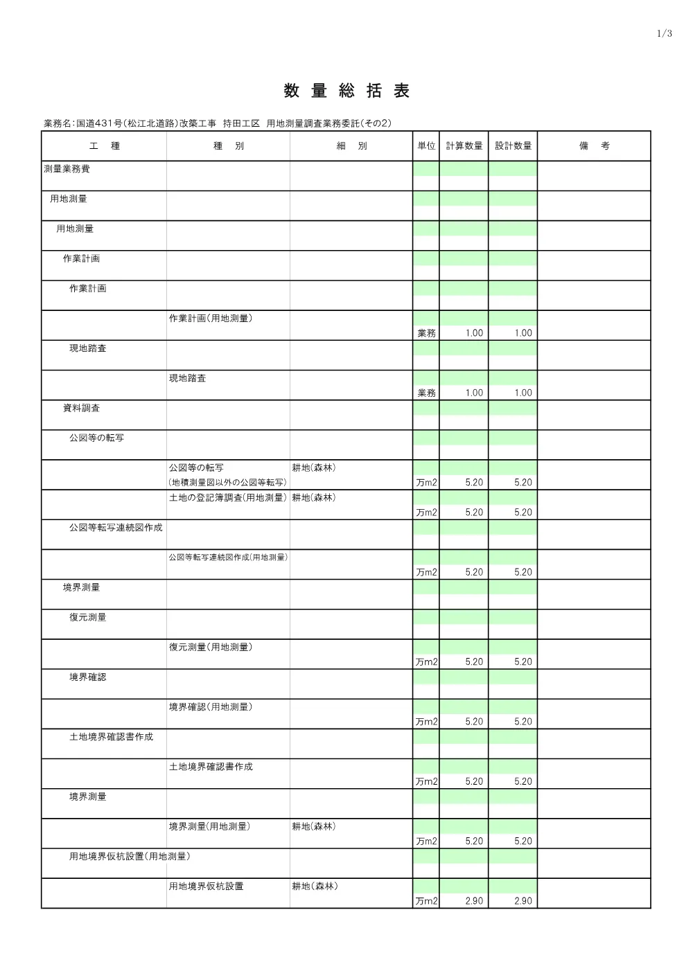 02_見積参考資料-1【（北道路）持田工区 用地測量調査（その２）】.pdf 2ページ目のプレビュー