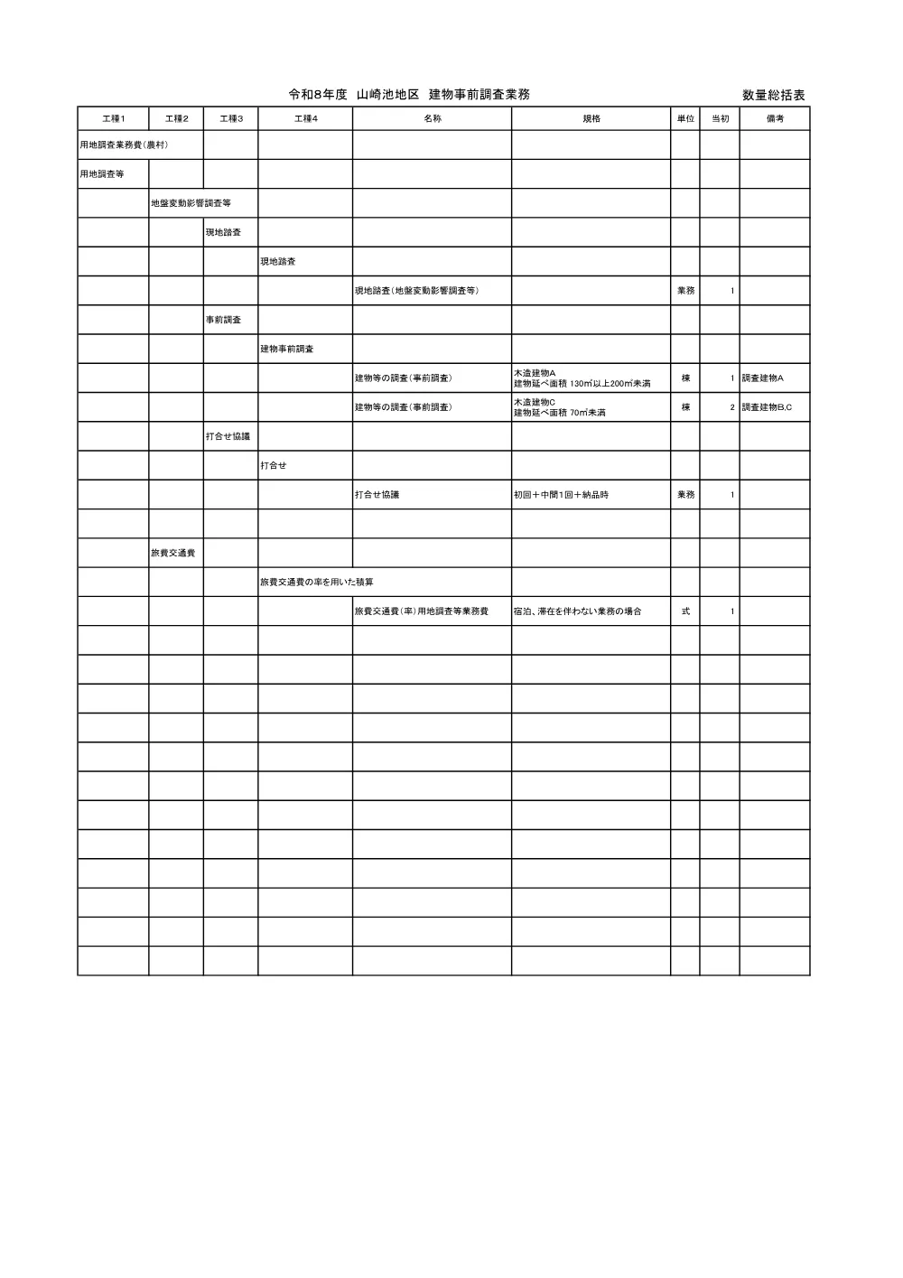 02 見積参考資料-1（令和８年度 山崎池地区 建物事前調査業務）.pdf 2ページ目のプレビュー