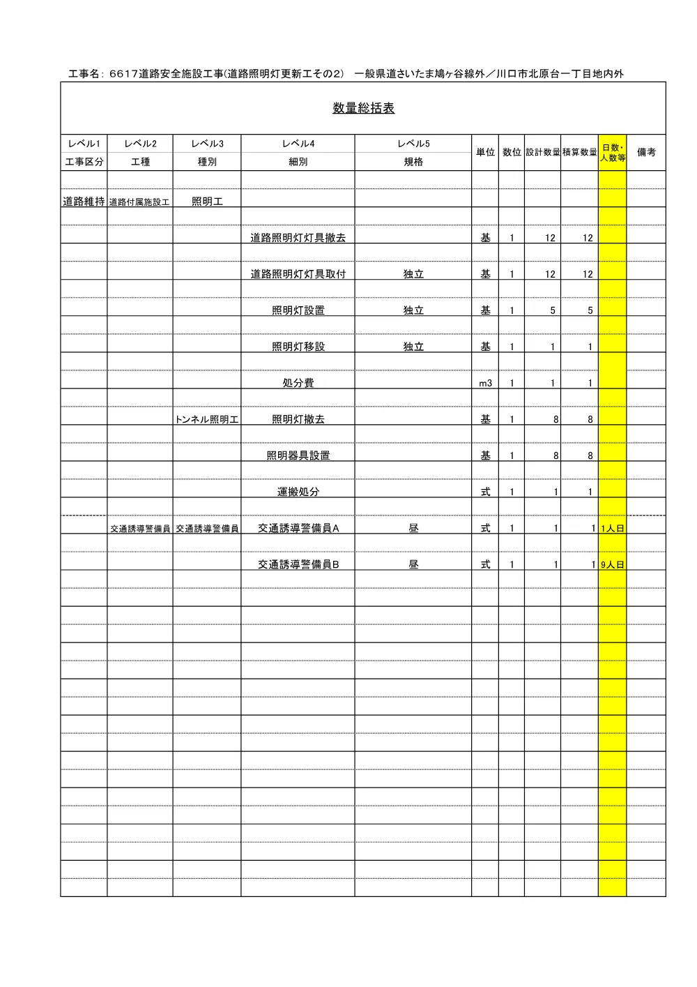03 積算参考資料（道路照明灯更新工その２）.pdf 2ページ目のプレビュー