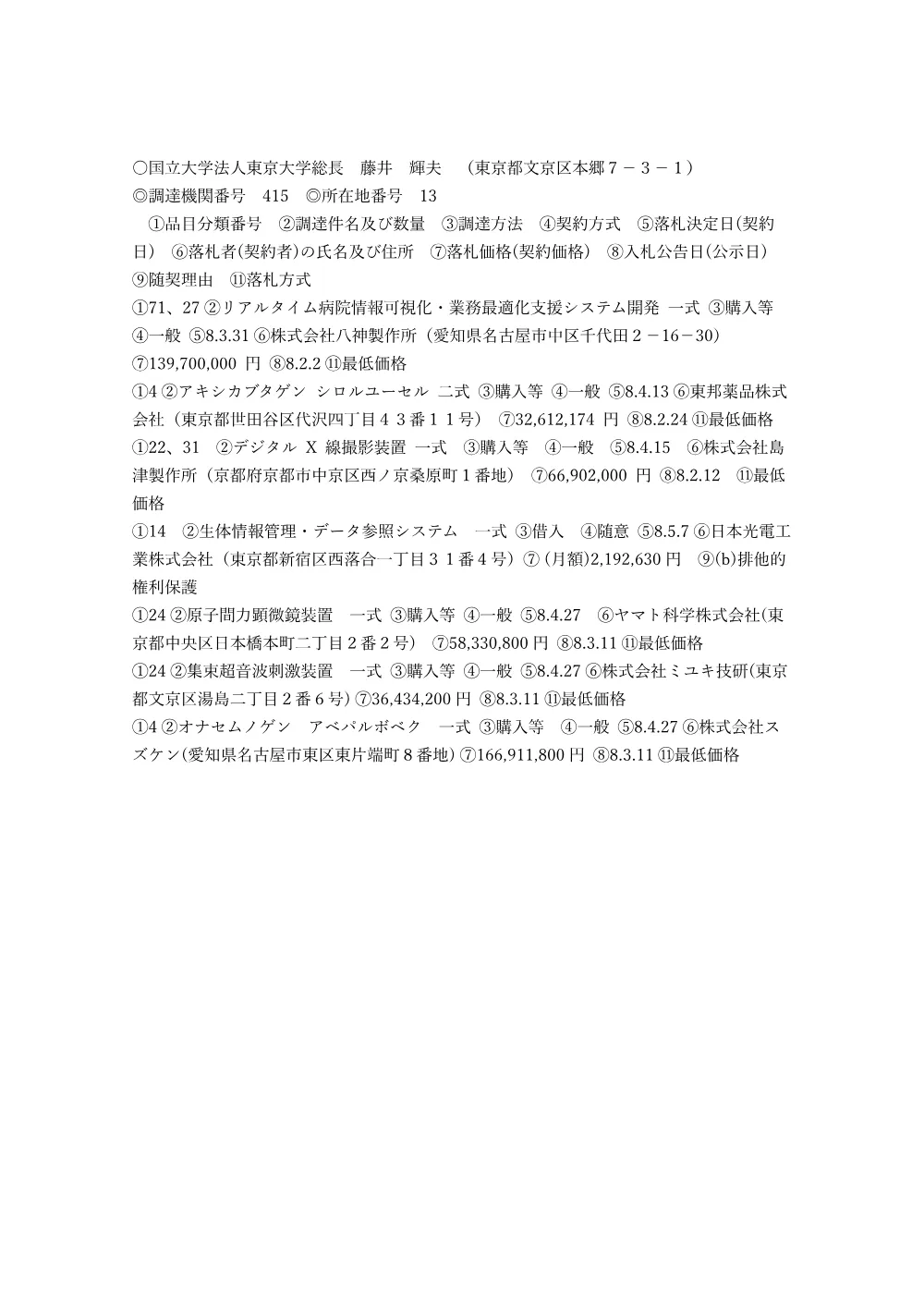 落札公示080601.pdf 1ページ目のプレビュー